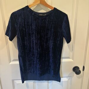 Bershka Navy Velvet T-SHIRT